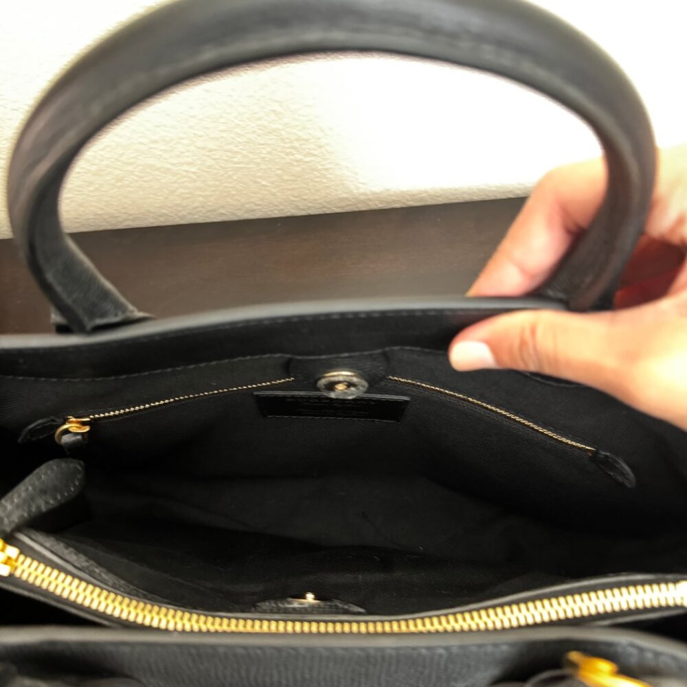 Burberry Banner House Check Derby Leather Medium Tote w/ Strap Authentic - Black - Picture 8 of 16
